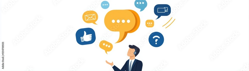 Businessman engaging in online communication concepts
