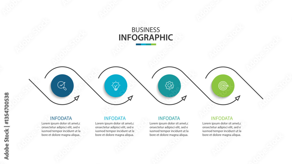 Fototapeta premium Vector infographic label design with circle infographic template design and 4 options or steps.