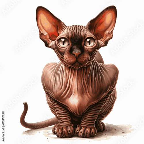 Sphinx cat isolated watercolor vector illustration svg
