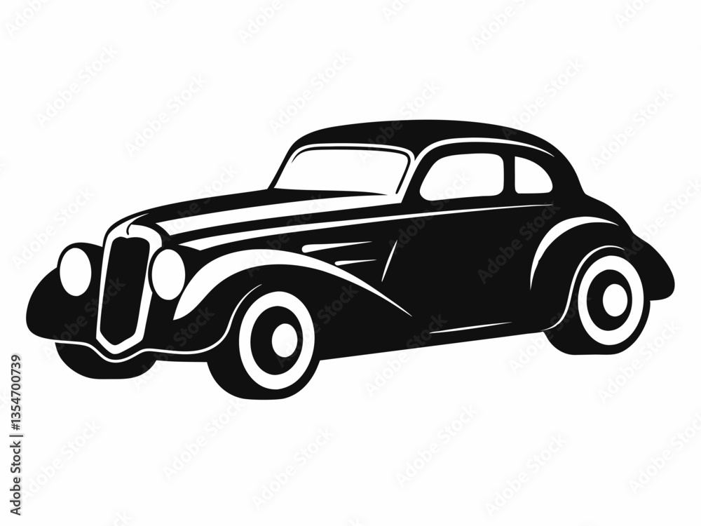 Classic american muscle car monochrome silhouette vector art illustration Classic american muscle car monochrome silhouette vector art illustration