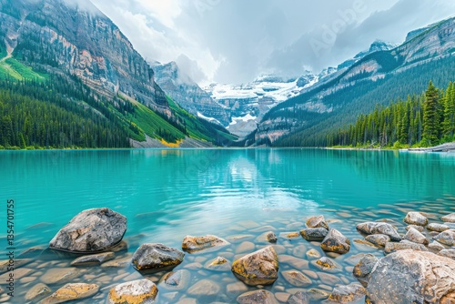 Flawless Picture of Panoramic View of Lake Louise in Banff National Park, Alberta