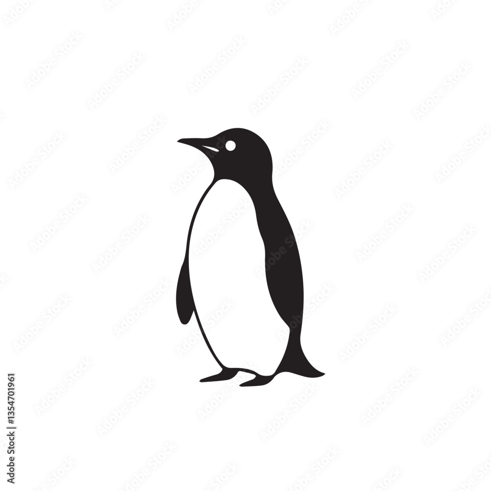 Naklejka premium Penguin silhouette on white background. Simple penguin silhouette Design vector icon.