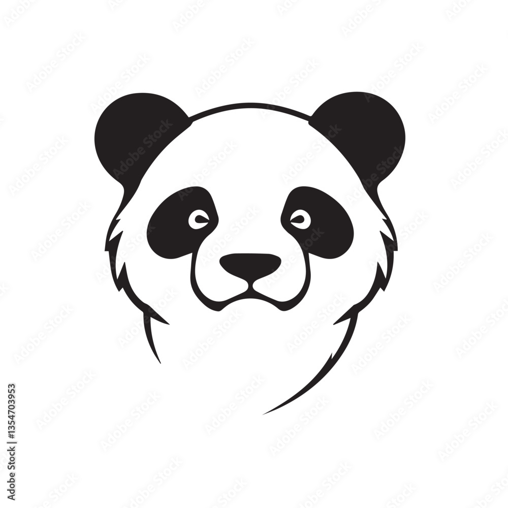 Panda head silhouette on white background. Panda logo design. Panda bear head vector illustration. Panda head silhouette on white background. Panda logo design. Panda bear head vector illustration.
