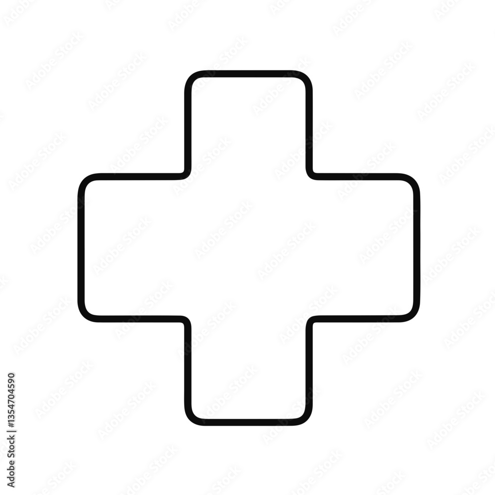 Outline medical cross symbol icon on white background Outline medical cross symbol icon on white background