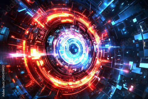 Wallpaper Mural Dynamic abstract digital transformation with vibrant lines and glowing circles creates futuristic atmosphere. This evokes sense of motion and innovation Torontodigital.ca