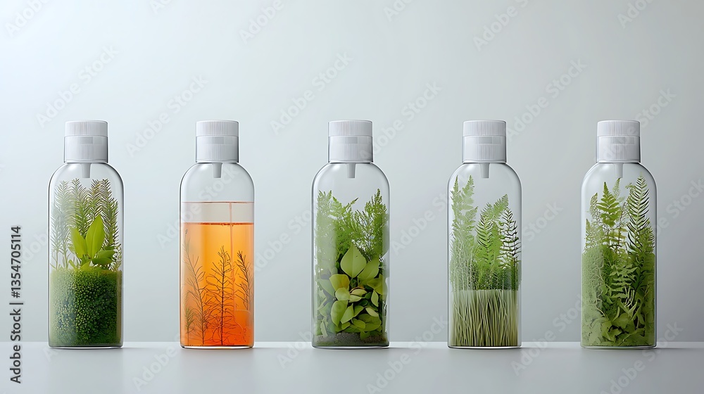 Transparent bottles with plants Transparent bottles with plants