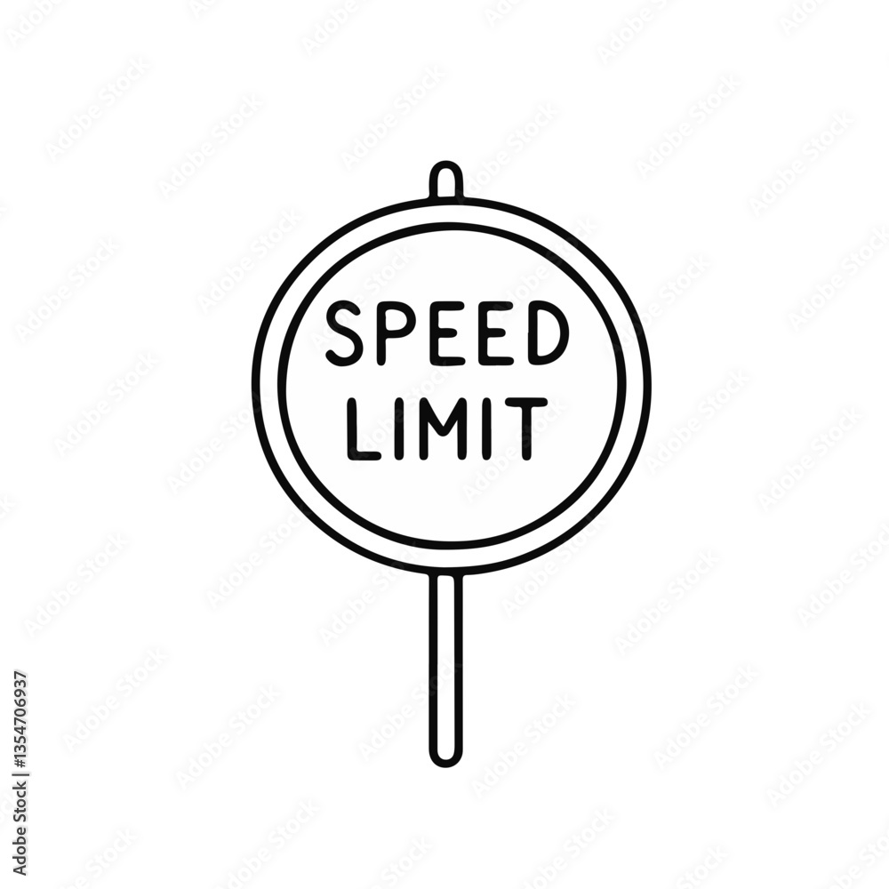 Speed Limit Sign Icon in Minimalist Style  