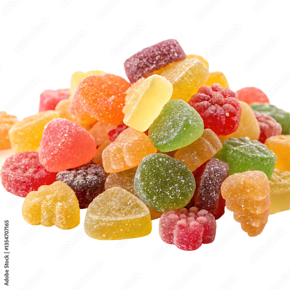 Pile of assorted jelly candies isolated on white background Pile of assorted jelly candies isolated on white background
