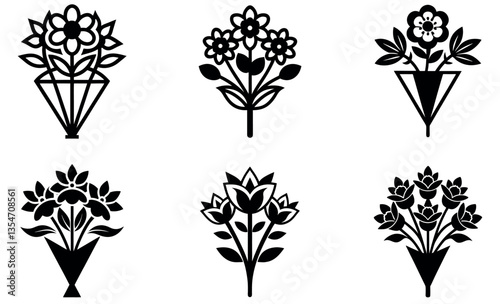 Elegant Black and White Floral Bouquets for Design Projects