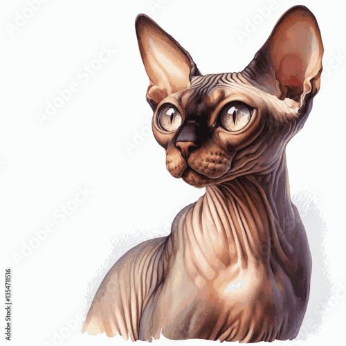 Sphinx cat isolated watercolor vector illustration svg
