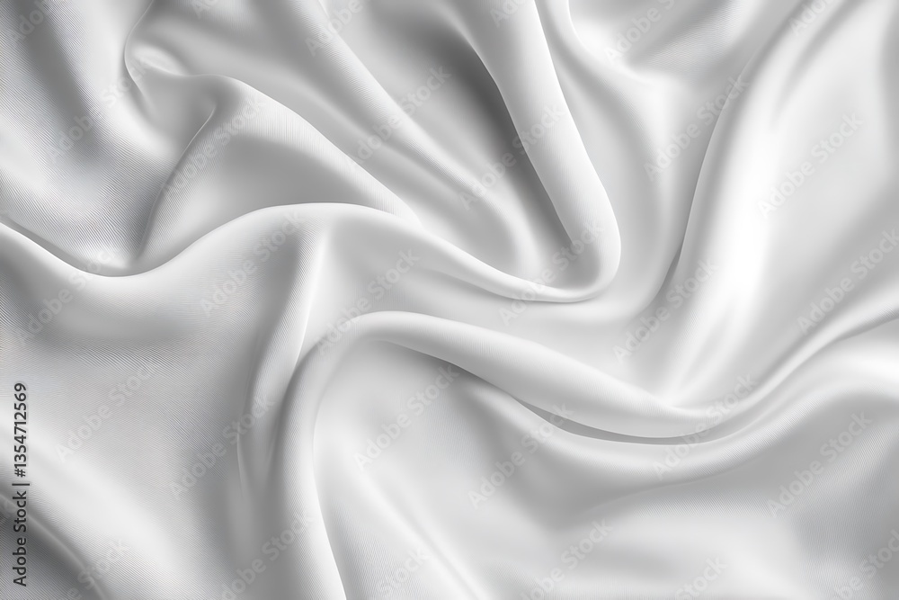 Fototapeta premium Draped white fabric with soft folds and waves.