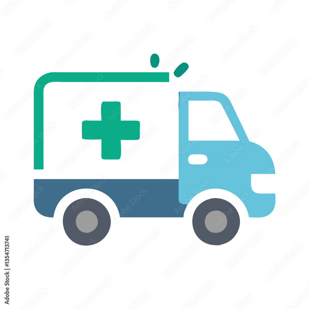 Ambulance vehicle graphic design in blue and green colors Ambulance vehicle graphic design in blue and green colors