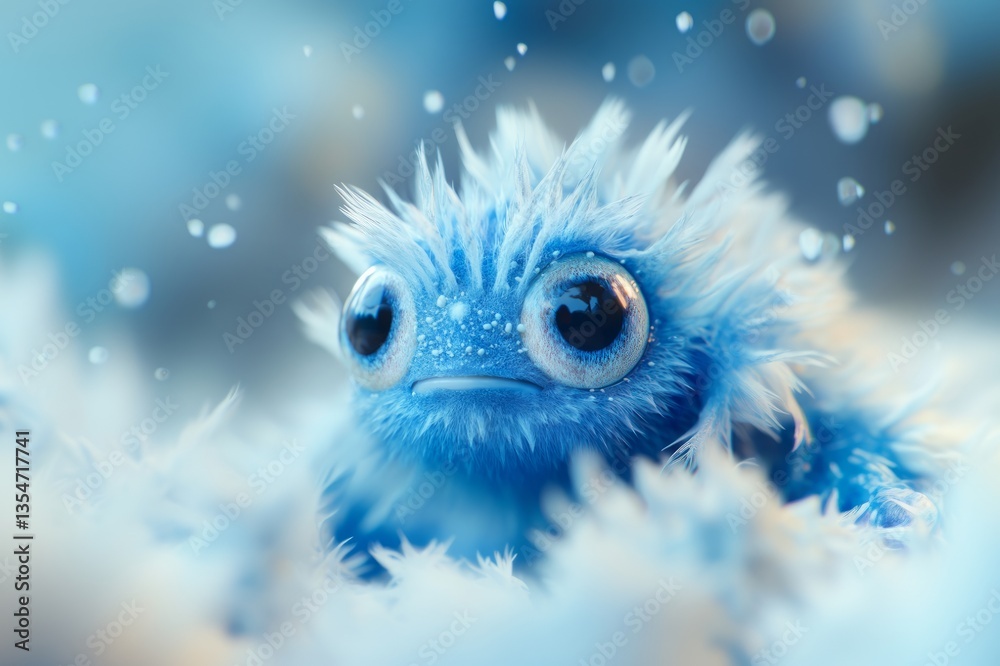A photo of an underwater creature with blue fur and two eyes, captured in a unique aquatic setting. A photo of an underwater creature with blue fur and two eyes, captured in a unique aquatic setting.