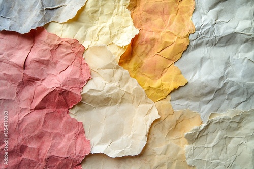 Crumpled pastel papers background texture. photo