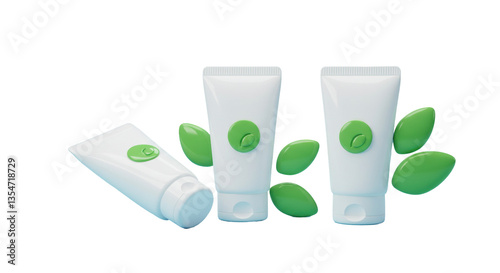 Wallpaper Mural Isolated White Tubes with Green Leaves Torontodigital.ca