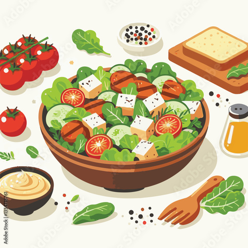 healthy, lunch, food, cheese, meal, lettuce, fresh, salad, green, gourmet, bread, parmesan, delicious, sauce, vegetable, dinner, caesar, bowl, chicken, appetizer, cuisine, dish, crouton, grilled, plat