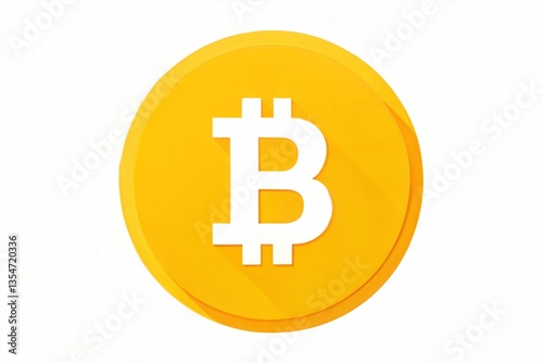 Simple and Stylized Bitcoin Logo in a Round Yellow and White Design