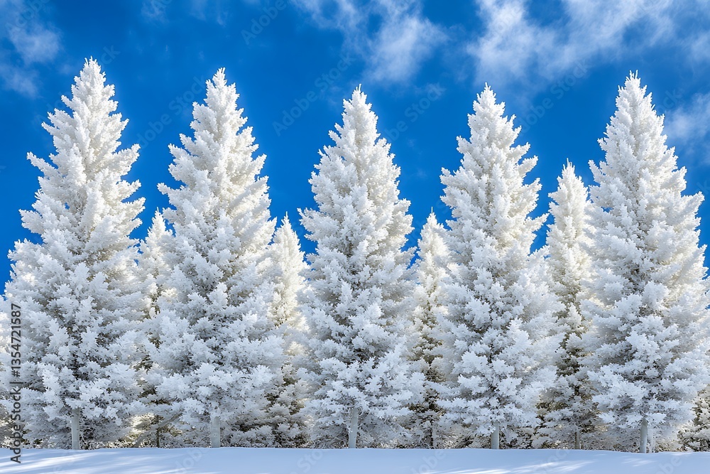 Beautiful Winter Pine Trees Covered in Fresh White Snow Beautiful Winter Pine Trees Covered in Fresh White Snow