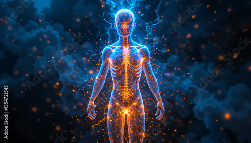 Glowing Energy Human Body.