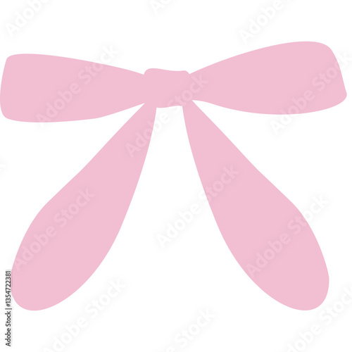 Simple Pink Bow with Long Tails – Flat Vector Clipart for Feminine Designs