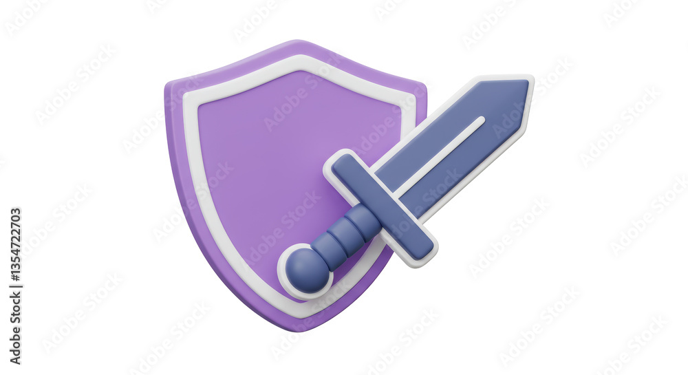 Isolated Shield with Sword Icon Isolated Shield with Sword Icon