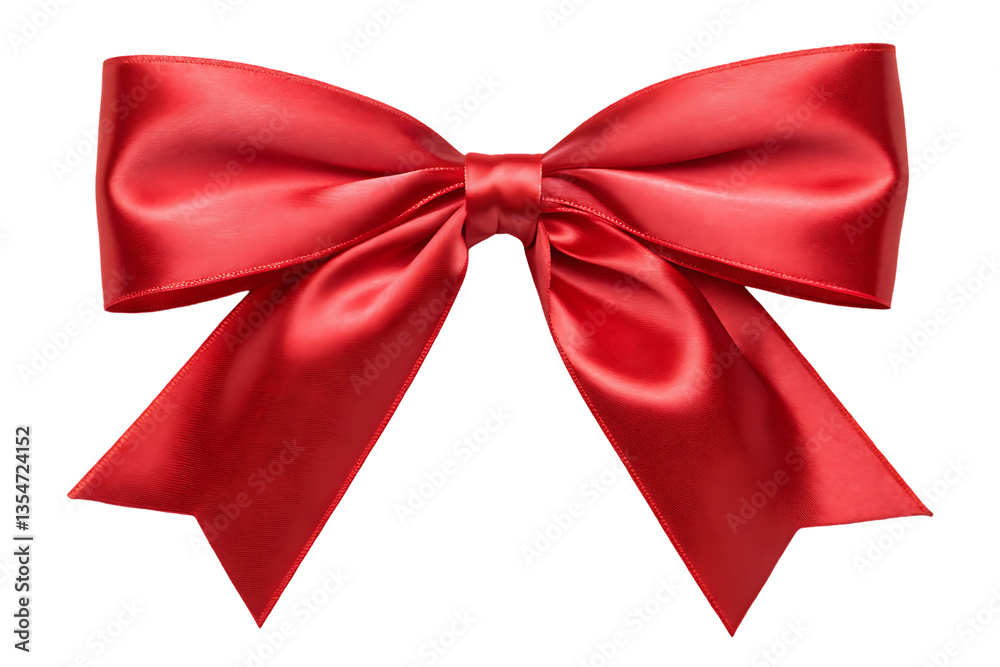 Naklejka premium Red satin ribbon bow, gift decoration