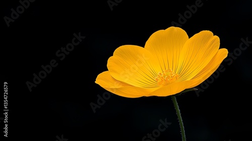 Vibrant yellow flower against black photo