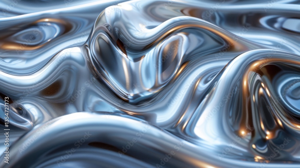 Metallic liquid surface with abstract waves and reflections Metallic liquid surface with abstract waves and reflections