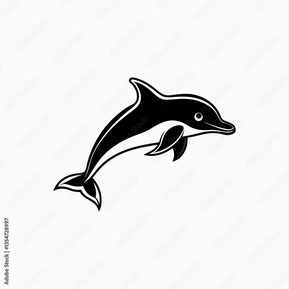 Fototapeta premium Dolphin Illustration on White Background – High-Quality Vector Art