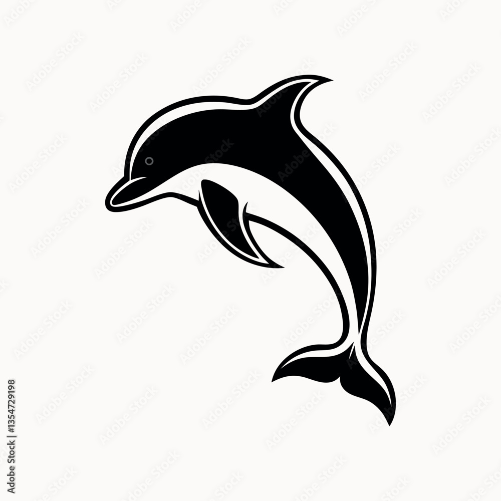 Fototapeta premium Dolphin Illustration on White Background – High-Quality Vector Art