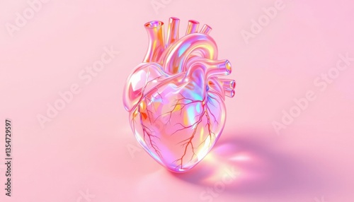 3D Holographic Heart in Vibrant Pastel Pink