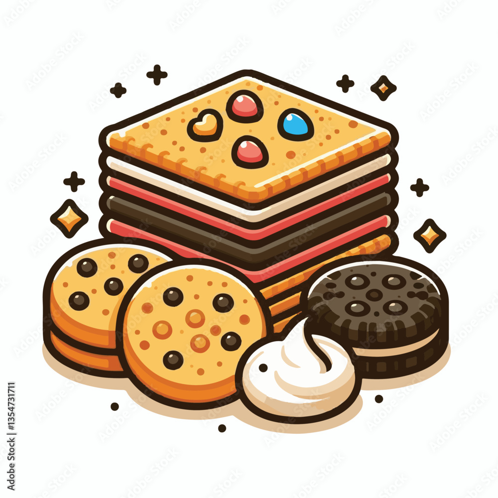 dessert, cookie, food, sweet, biscuit, bakery, background, chocolate, snack, delicious, homemade, candy, brown, chip, bake, cake, isolated, tasty, breakfast, pastry, closeup, fresh, vector, sugar, cru