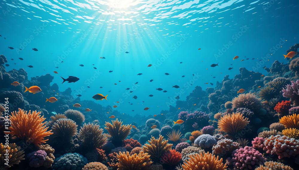 Obraz premium Vibrant Coral Reef with Ocean Life.