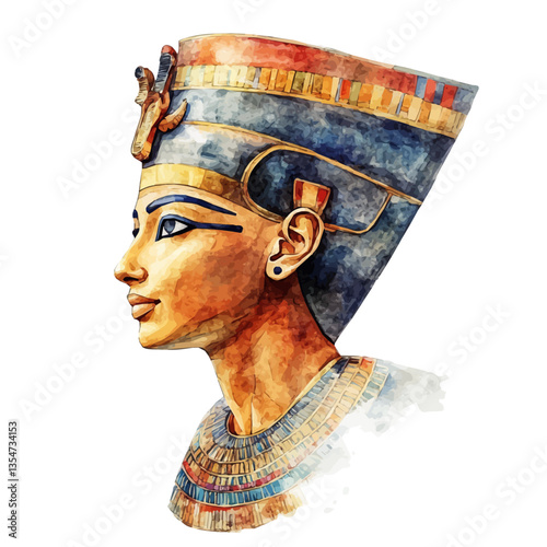 watercolor vector of Egyptian Empire New Kingdom, isolated on a white background.