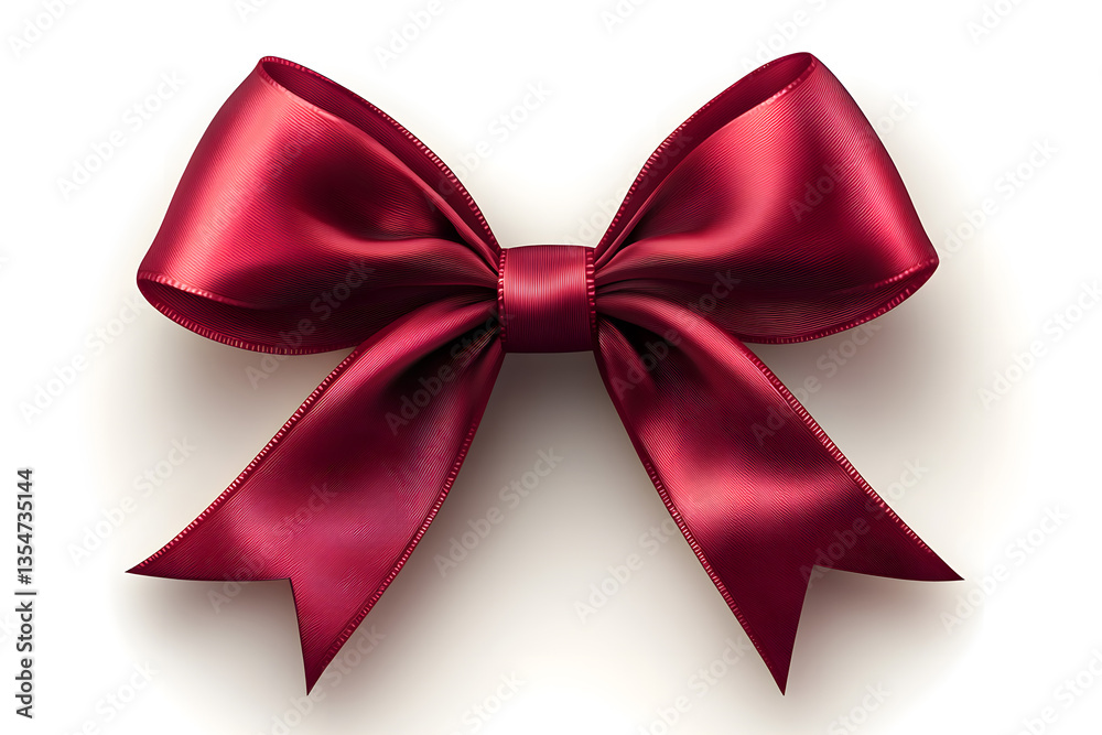 Set of red satin ribbon bows isolated on white background Set of red satin ribbon bows isolated on white background