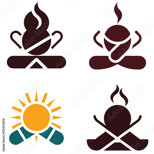 A vector set of fire icons illustration, a design element