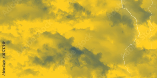 Lightning, thunder cloud dark cloudy sky. Fork lightning striking down during summer storm. intense lightning lighting up the sky . Blue lightning strike during an electrical storm .