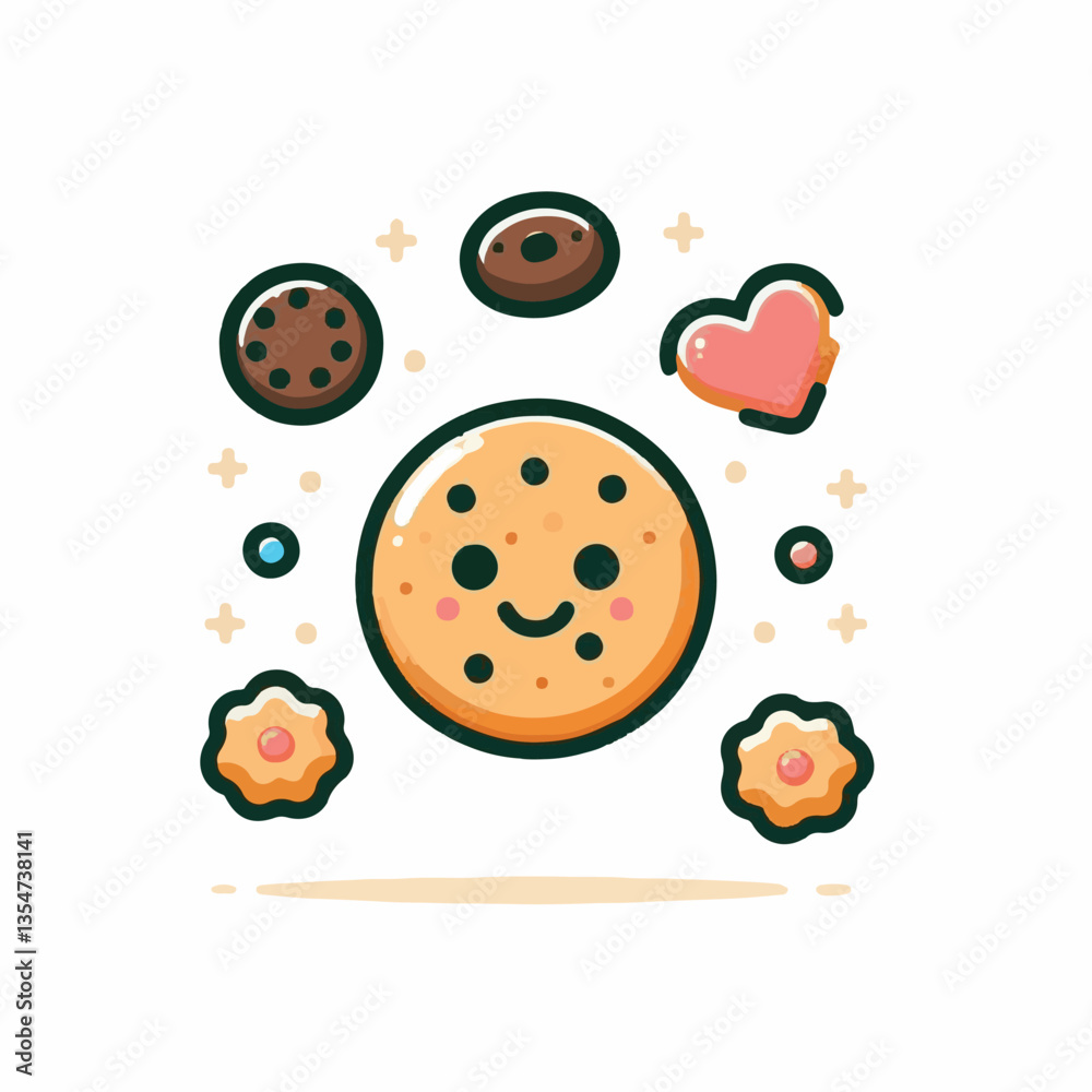 dessert, cookie, food, sweet, biscuit, bakery, background, chocolate, snack, delicious, homemade, candy, brown, chip, bake, cake, isolated, tasty, breakfast, pastry, closeup, fresh, vector, sugar, cru