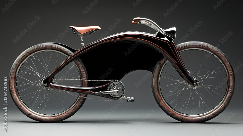 Fototapeta premium Sleek Vintage Bicycle: A Retro Ride in Black and Brown
