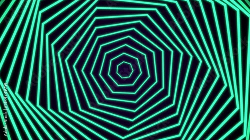 Abstract Turquoise Color Retro Style Spiral Line Pattern Tunnel Loop Background - Seamless Loopable Animation Video