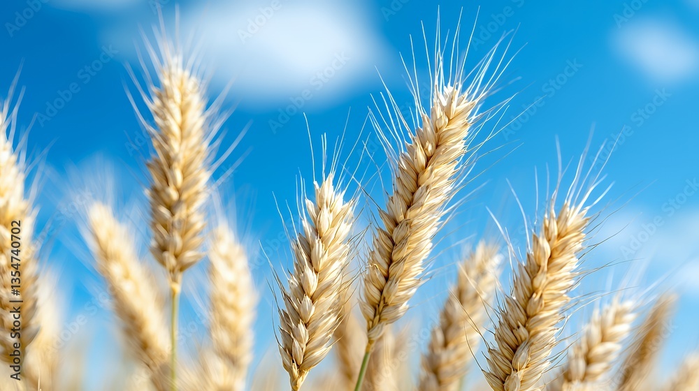 Golden Wheat Stalks Against a Clear Blue Sky Capture the Harvest Season. Golden Wheat Stalks Against a Clear Blue Sky Capture the Harvest Season.
