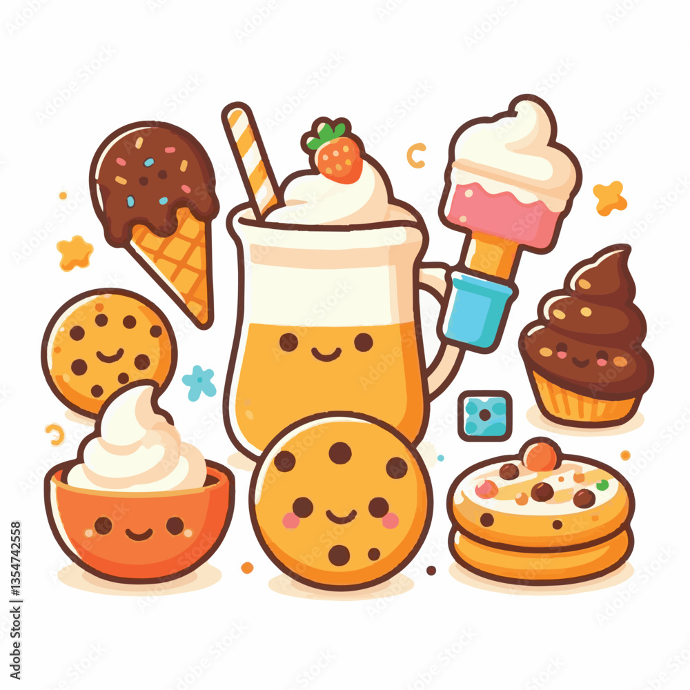 dessert, cookie, food, sweet, biscuit, bakery, background, chocolate, snack, delicious, homemade, candy, brown, chip, bake, cake, isolated, tasty, breakfast, pastry, closeup, fresh, vector, sugar, cru
