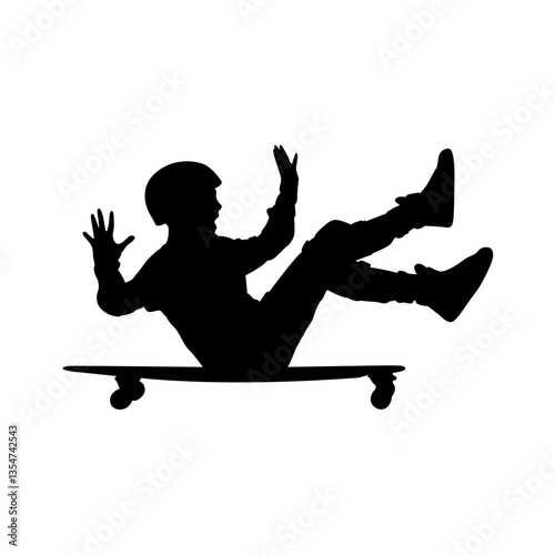 A boy is sitting on a skateboard in a sliding style vector.
