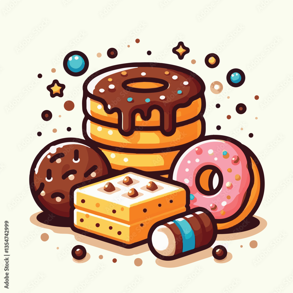 dessert, cookie, food, sweet, biscuit, bakery, background, chocolate, snack, delicious, homemade, candy, brown, chip, bake, cake, isolated, tasty, breakfast, pastry, closeup, fresh, vector, sugar, cru
