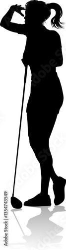 A female golfer sports person playing golf