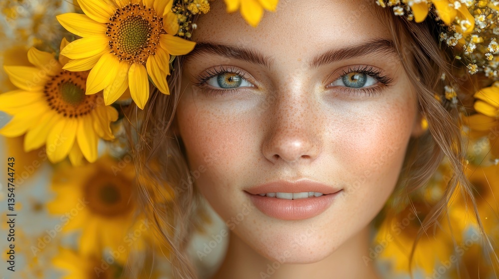 Woman with sunflower crown