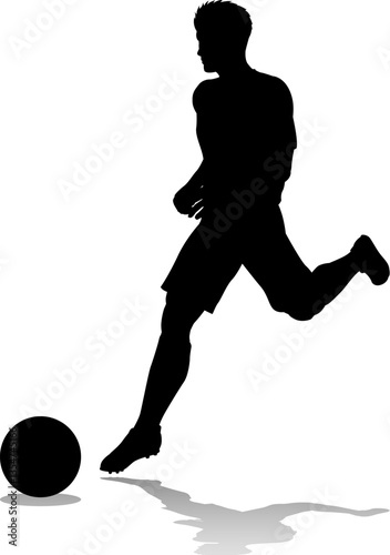 A soccer or football player male silhouette man