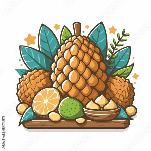 fresh, asian, cempedak, food, fruit, tropical, healthy, ingredient, asia, yellow, sweet, exotic, tasty, delicious, raw, background, green, dessert, ripe, tropical fruit, organic, nature, closeup, natu