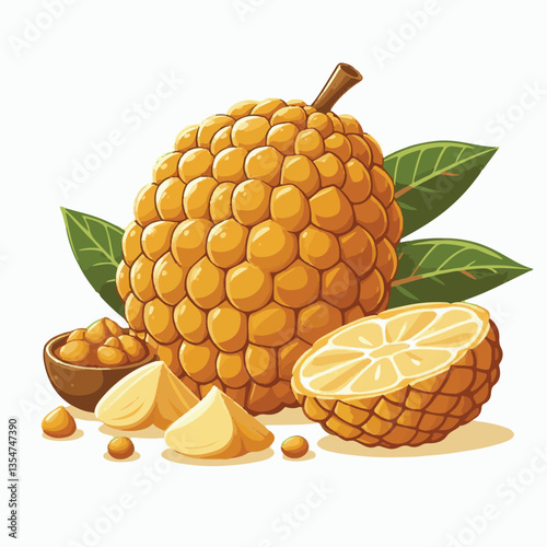 fresh, asian, cempedak, food, fruit, tropical, healthy, ingredient, asia, yellow, sweet, exotic, tasty, delicious, raw, background, green, dessert, ripe, tropical fruit, organic, nature, closeup, natu