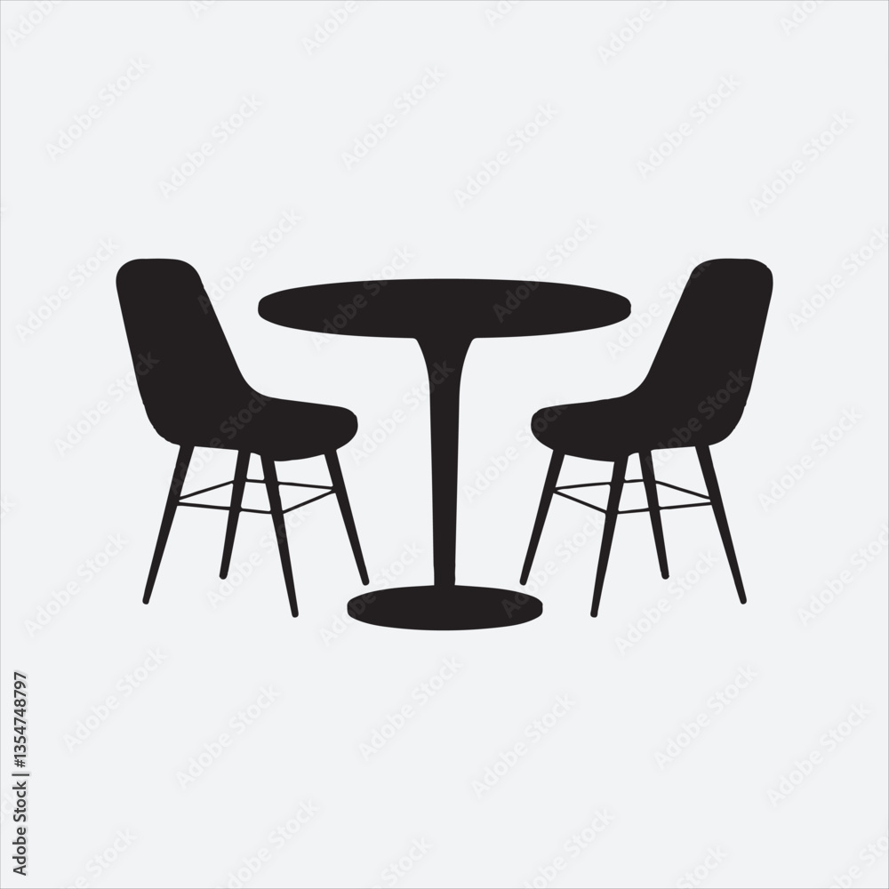 Modern Dining Table with Two Chairs Vector,Minimalist Table and Chairs Illustration,Restaurant Table and Chairs Flat Design,Contemporary Dining Set Vector Art Modern Dining Table with Two Chairs Vector,Minimalist Table and Chairs Illustration,Restaurant Table and Chairs Flat Design,Contemporary Dining Set Vector Art